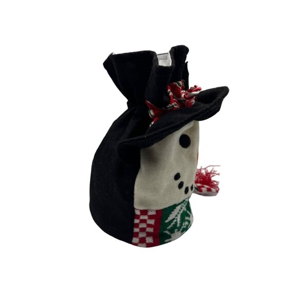 Snowman-Themed Decorative Bag With Drawstring Closure & Festive Scarf - Picture 5 of 6
